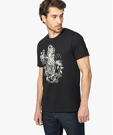GEMO Tee-shirt homme à manches courtes avec motif tigre Noir