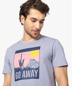 tee-shirt homme a manches courtes avec motif paysage violetA444701_2