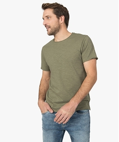 GEMO Tee-shirt homme à manches courtes avec finitions roulottées Vert