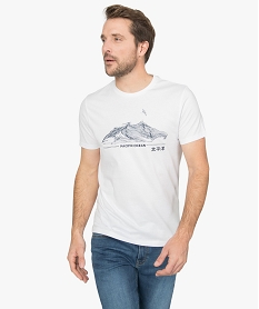 tee-shirt homme motif et broderie japon blanc tee-shirtsA445001_1