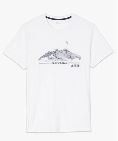 tee-shirt homme motif et broderie japon blancA445001_4
