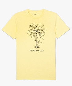 tee-shirt homme flamme imprime palmier jauneA445301_4