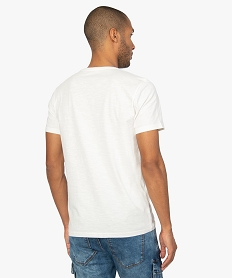 tee-shirt homme en coton flamme imprime palmier blancA445401_3
