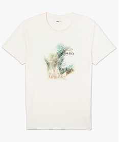 tee-shirt homme en coton flamme imprime palmier blancA445401_4