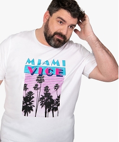 GEMO Tee-shirt homme à manches courtes imprimé - Miami Vice Blanc
