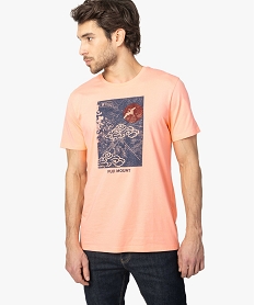 GEMO Tee-shirt homme pastel à motif japonisant Orange