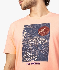 tee-shirt homme pastel a motif japonisant orangeA445801_2