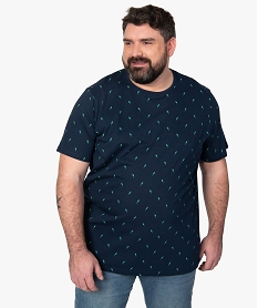 GEMO Tee-shirt homme à petits motifs perroquets Bleu