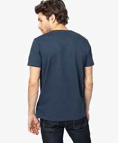 tee-shirt homme col tunisien en coton texture bleuA446501_3