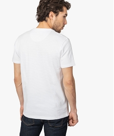 tee-shirt homme col tunisien en coton texture blancA446601_3