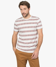 GEMO Tee-shirt homme à motif rayé blanc standard