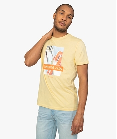 GEMO Tee-shirt homme avec motif estival sur lavant Jaune