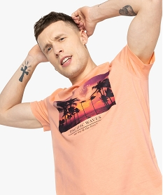 GEMO Tee-shirt homme à manches courtes imprimé Pacifique Orange