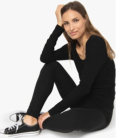 leggings femme uni contenant du coton bio noir leggings et jeggingsA448201_1