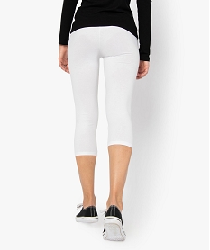 leggings femme contenant du coton bio longueur mollet blancA448401_3