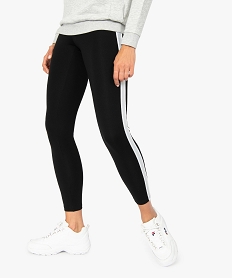 GEMO Legging femme effet push-up à bandes latérales pailletées Noir