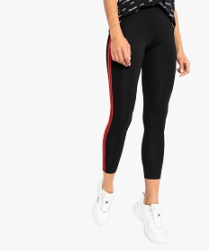 GEMO Legging femme effet push-up à bandes latérales rayées Noir