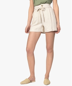 short femme ample en lin et viscose melanges beigeA449301_1