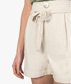 short femme ample en lin et viscose melanges beige shortsA449301_2