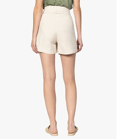 short femme ample en lin et viscose melanges beige shortsA449301_3