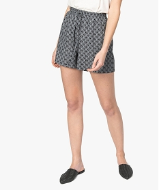 GEMO Short femme imprimé en maille fluide avec taille élastiquée Imprimé