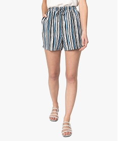 GEMO Short imprimé en maille fluide avec taille élastiquée femme Imprimé