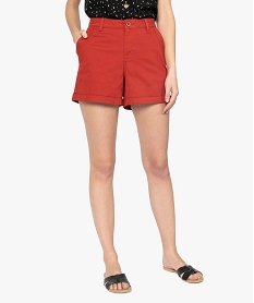 short femme uni avec poches surpiquees rouge shortsA450501_1