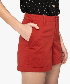 short femme uni avec poches surpiquees rouge shortsA450501_2