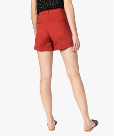 short femme uni avec poches surpiquees rouge shortsA450501_3