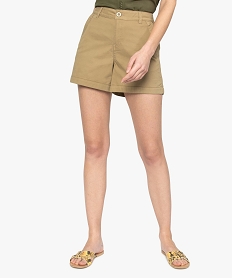 short femme uni avec poches surpiquees beige shortsA450701_1