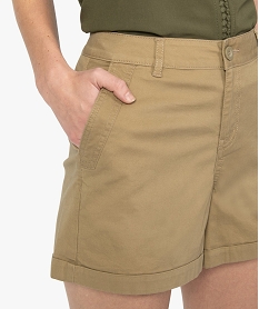 short femme uni avec poches surpiquees beige shortsA450701_2