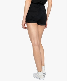 short femme ajuste et taille haute avec revers cousus noir shortsA450901_3