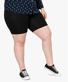 GEMO Short femme uni à taille élastiquée en coton biologique Noir