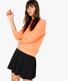 sweat femme uni en maille legere orangeA452501_1