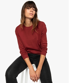 sweat femme uni en maille legere rouge sweatsA452601_1