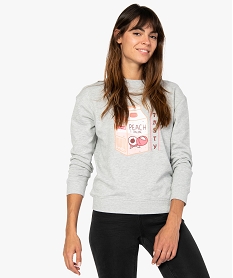 GEMO Sweat femme avec imprimé fantaisie Gris