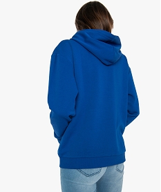 sweat femme a capuche avec inscription fantaisie bleu sweatsA453501_3