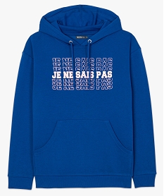 sweat femme a capuche avec inscription fantaisie bleuA453501_4