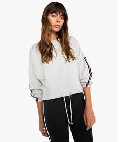 GEMO Sweat femme court et ample avec bas ajustable Gris