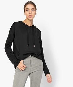 GEMO Sweat femme bimatière à capuche Noir