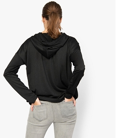 sweat femme bimatiere a capuche noir sweatsA454101_3