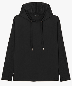 sweat femme bimatiere a capuche noir sweatsA454101_4