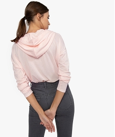 sweat femme bimatiere a capuche rose sweatsA454201_3