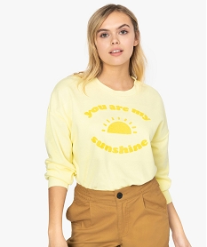 GEMO Sweat femme large et léger avec motif bouclette Jaune