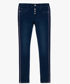 jean femme coupe slim avec liseres colores et braguette boutons bleu pantalons jeans et leggingsA455601_4