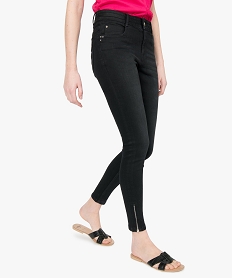 jean femme coupe skinny avec zip en bas de jambe noirA455701_1