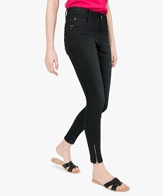 GEMO Jean femme coupe skinny avec zip en bas de jambe Noir