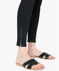 jean femme coupe skinny avec zip en bas de jambe noir pantalons jeans et leggingsA455701_2