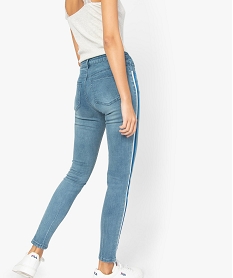 jean femme coupe slim avec bandes colorees sur les cotes bleu pantalons jeans et leggingsA455901_3
