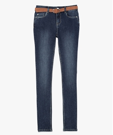 jean femme coupe slim taille normale avec ceinture en velours bleu pantalons jeans et leggingsA456601_4